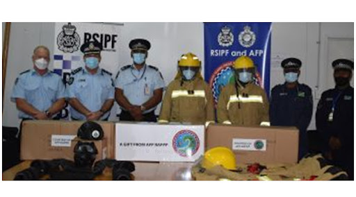 RSIPF Fire Services receive PPE equipment from its AFP Policing Partner
